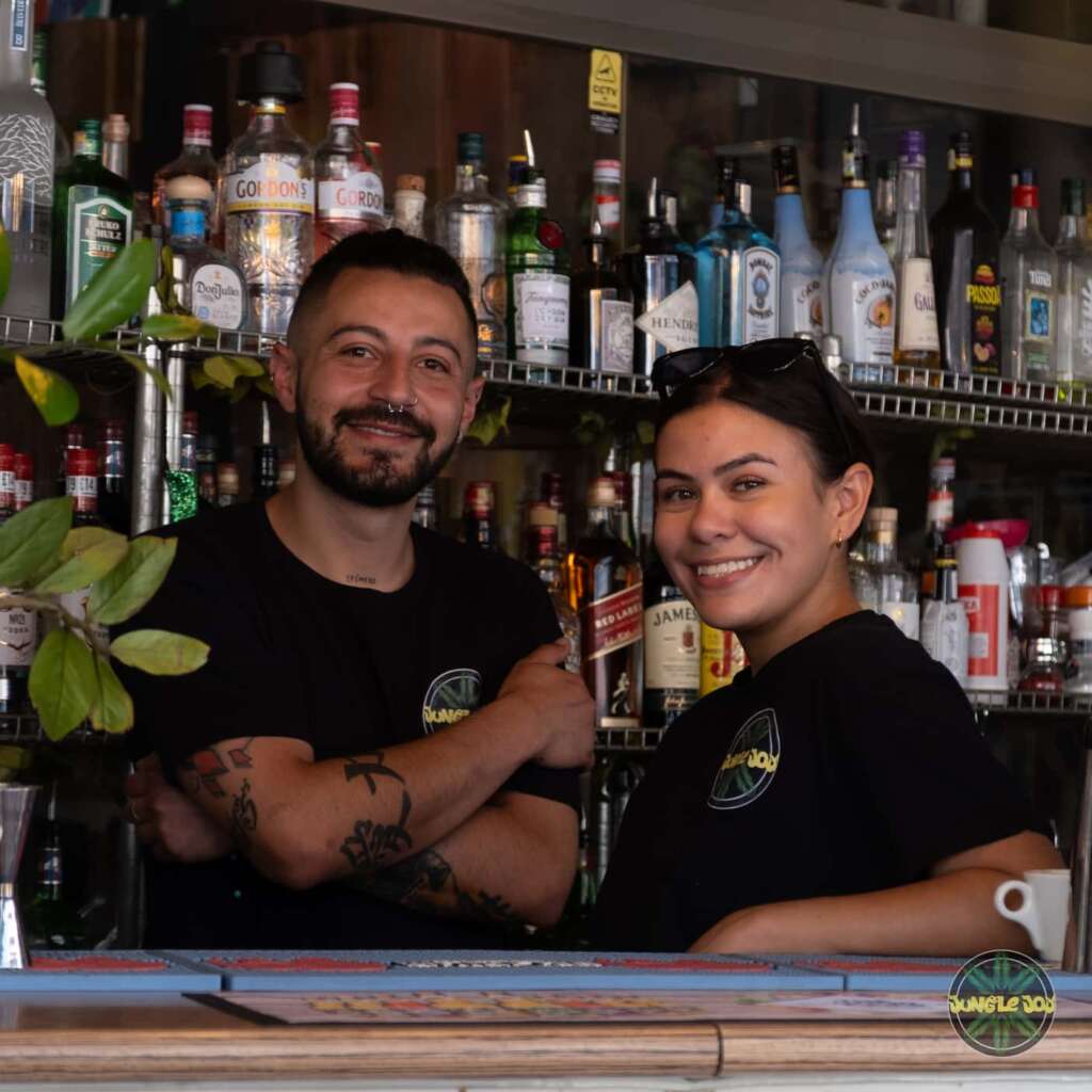 Dynamic Jungle Joy Bartender Duo Radiates Happiness Behind the Bar.